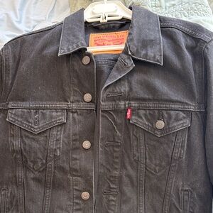 Levi's Black Denim Trucker Jacket with Red Tab